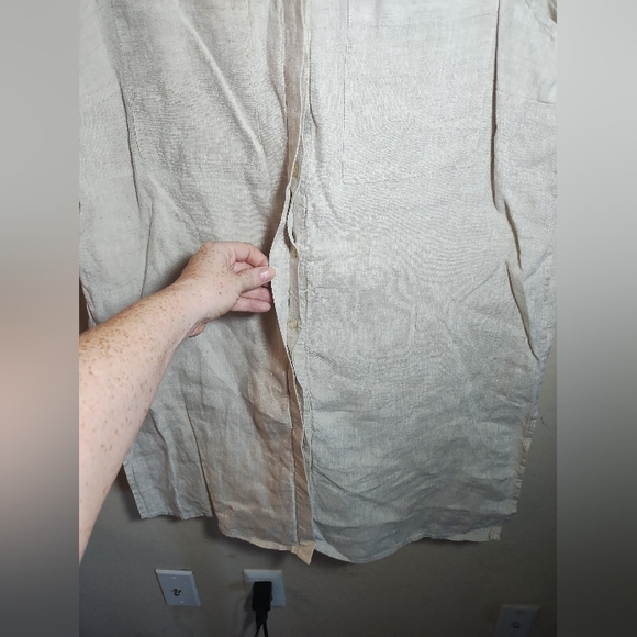 Chicos Linen Tunic Top Lagenlook Minimalist Boho Long Tunic - Picture 7 of 16